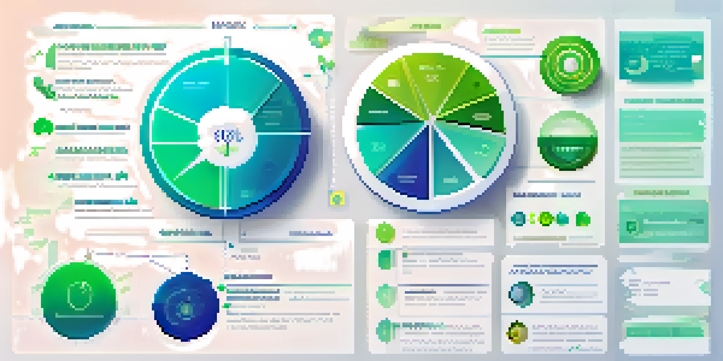 An infographic showing tokenomics with a pie chart and icons representing different tokens, set against a blue and green gradient background.