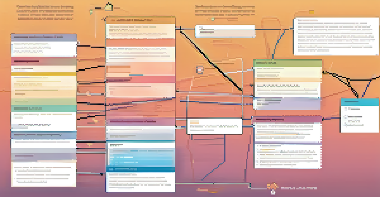 A digital flowchart showcasing the information architecture of a crypto application with clear categories and connections.