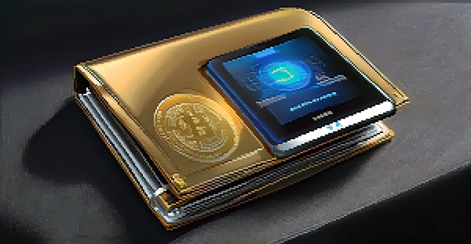 Close-up image of a secure multi-signature wallet with digital screens and locks, illuminated against a dark background.
