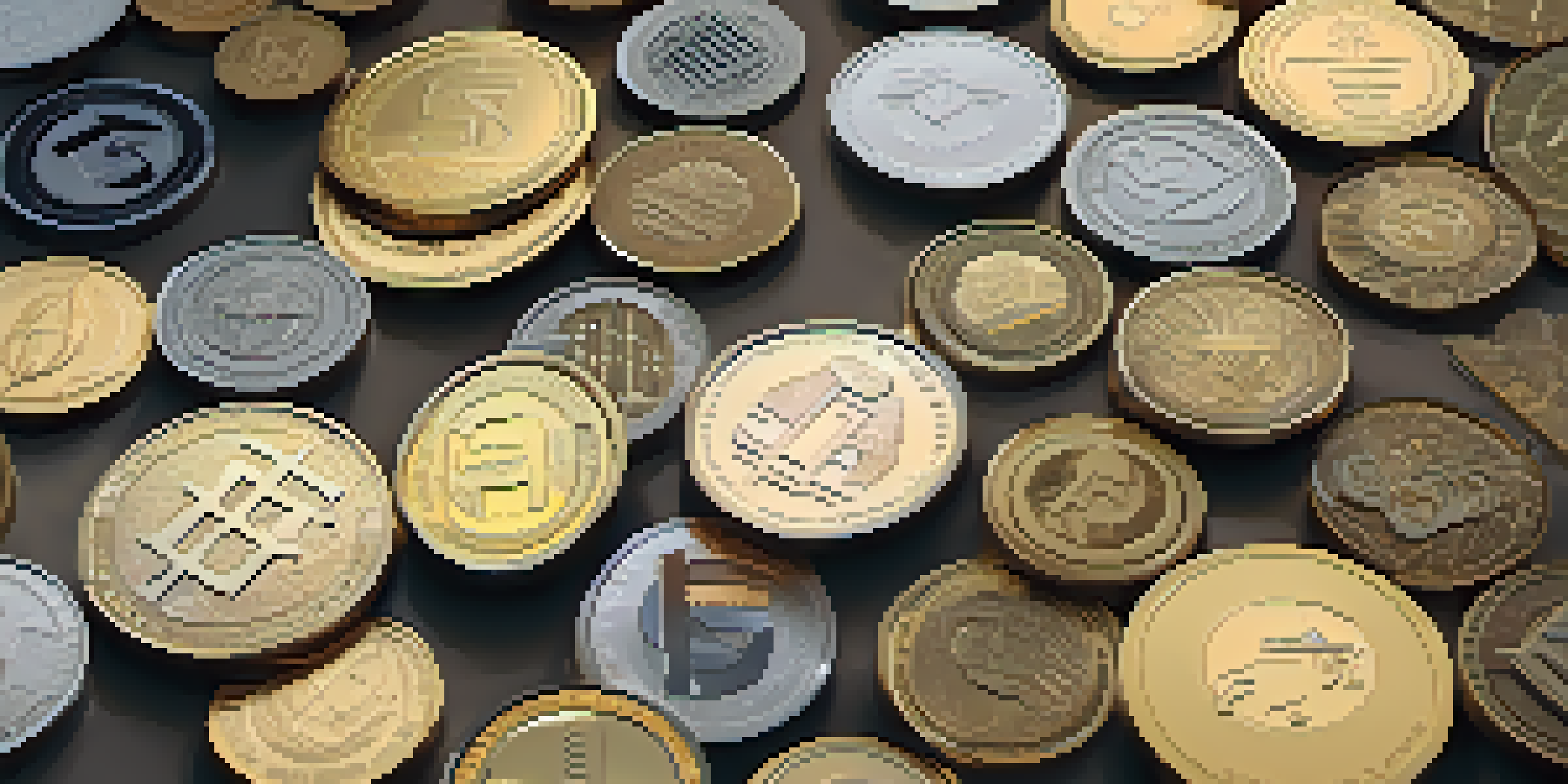 A detailed view of different types of stablecoins on a modern desk, illuminated by natural light.
