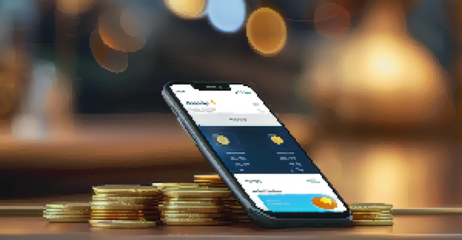 A person's hand holding a smartphone with a digital wallet interface, surrounded by coins representing stablecoins.