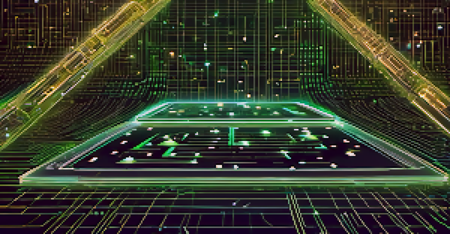 A glowing digital document symbolizing a smart contract, surrounded by binary code and blockchain symbols in a deep space background.