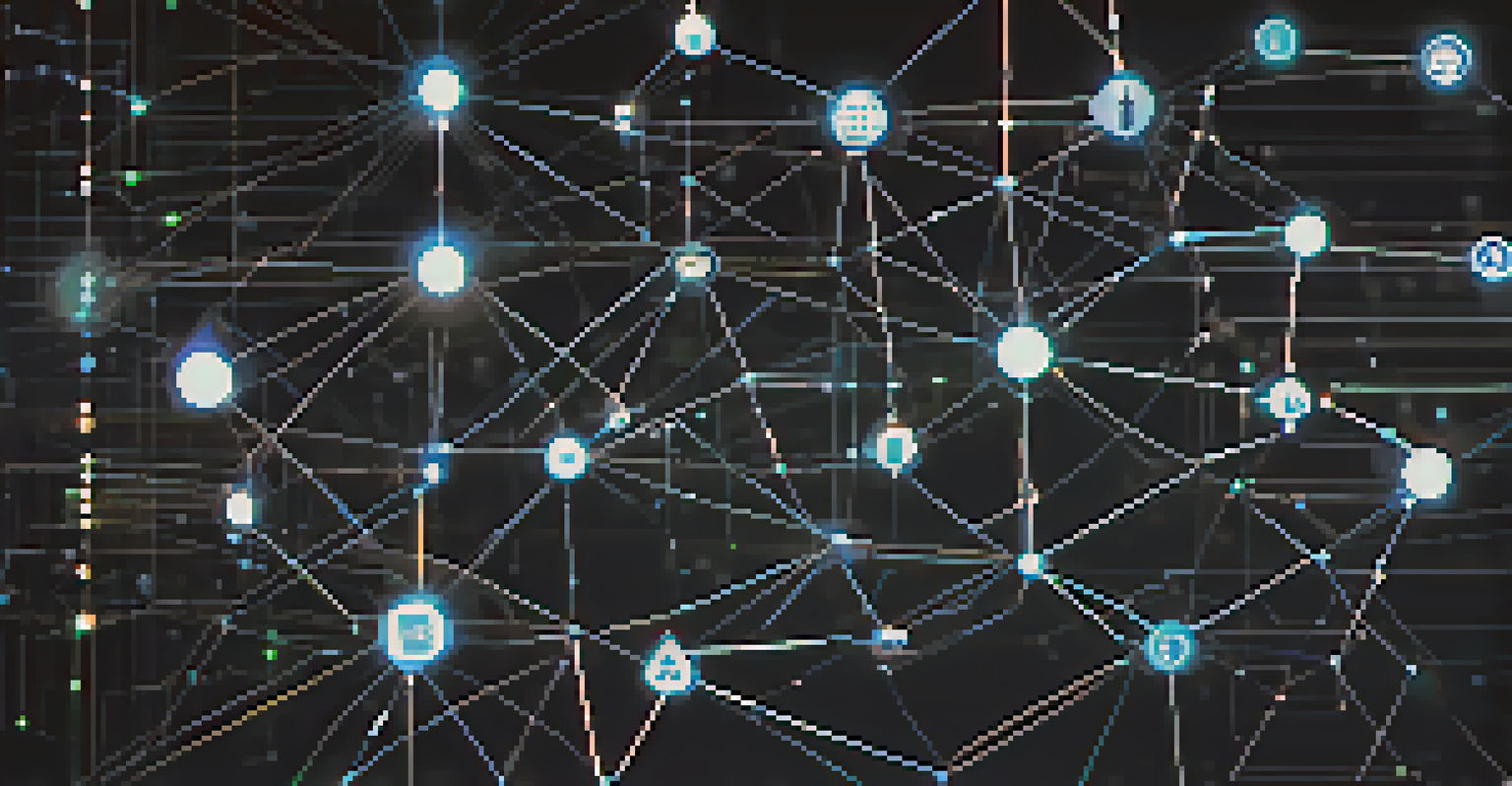 An abstract representation of blockchain nodes and decentralized finance.