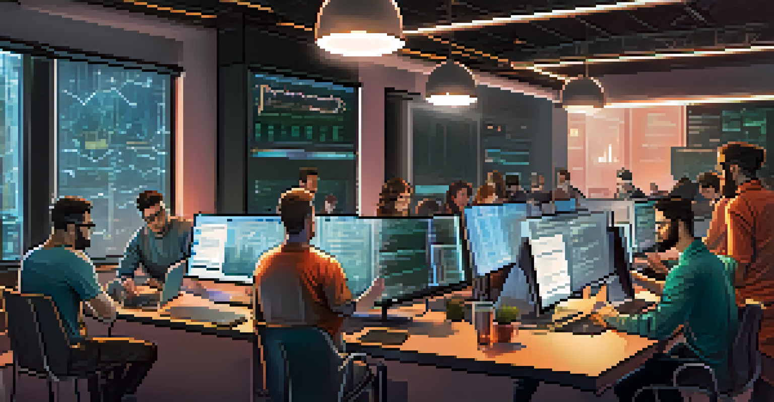 A diverse group of developers working together on cryptocurrency wallet security in a bright, modern tech workspace.