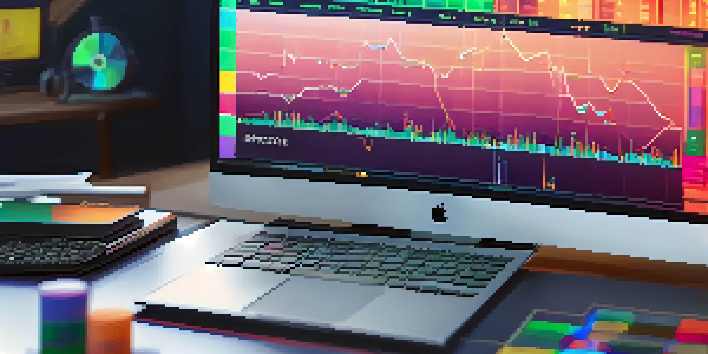 A computer screen displaying a colorful decentralized finance trading interface with graphs and charts.
