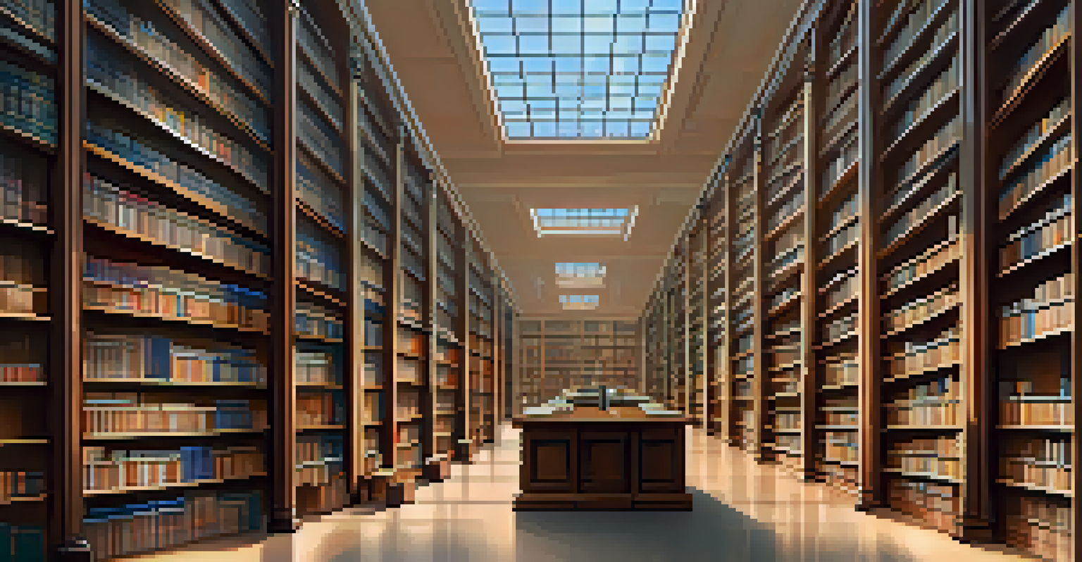 A quiet library with sections of books and librarians helping visitors, symbolizing organization and efficiency.