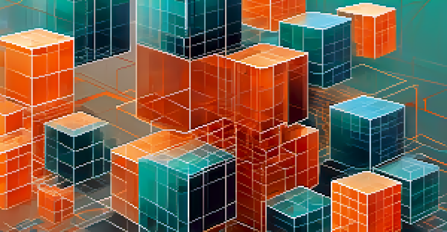 An abstract illustration of interconnected cubes and lines representing blockchain scalability.