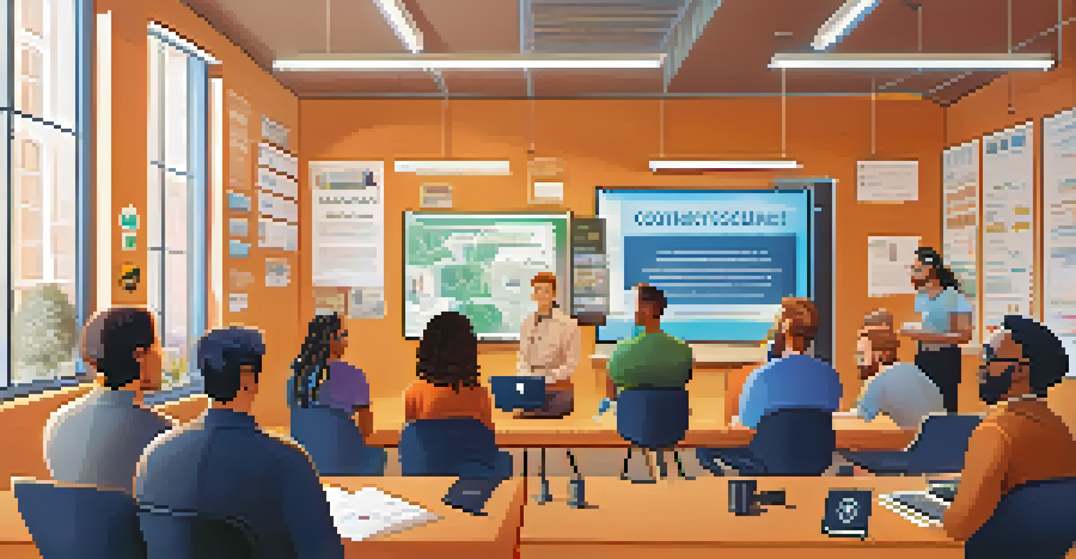 A diverse group of people participating in a cryptocurrency security workshop with educational materials and digital devices in a bright setting.
