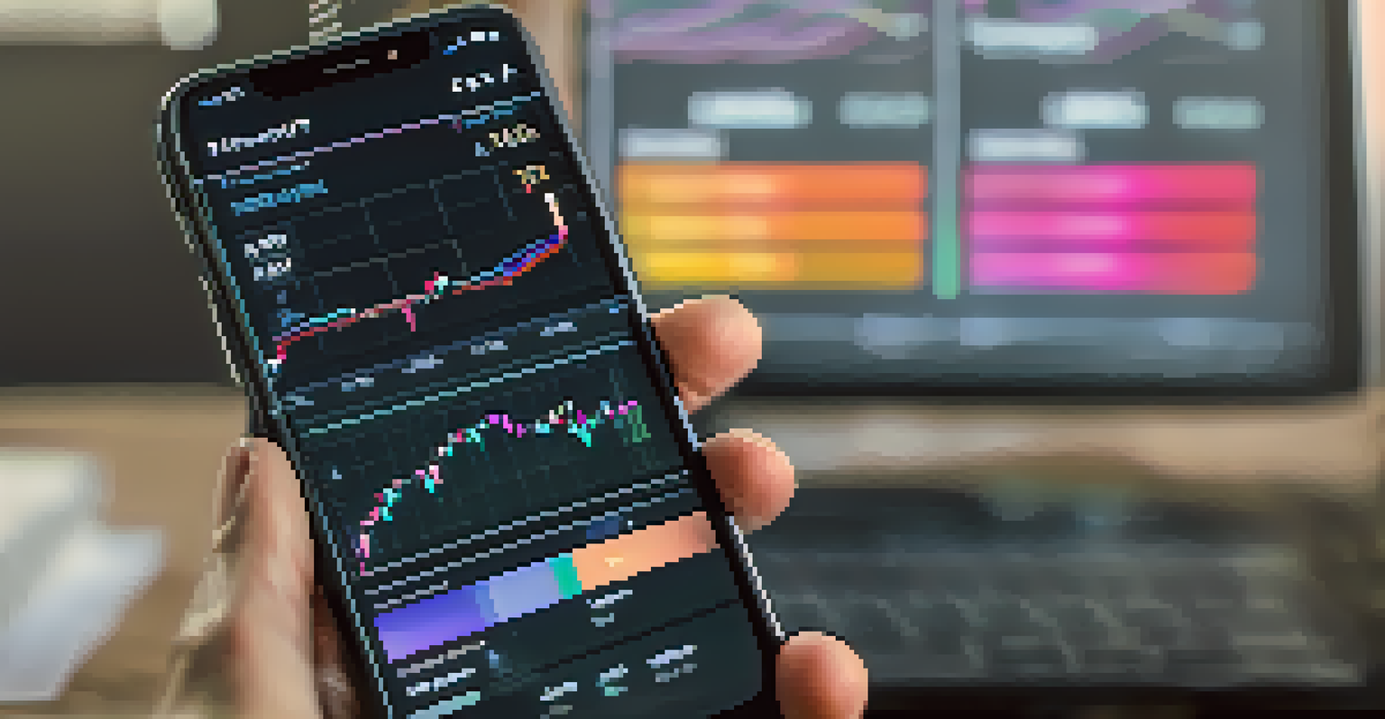 A close-up of a smartphone with a cryptocurrency trading app displayed on the screen.