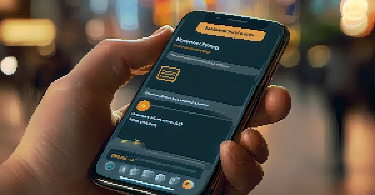 A hand holding a smartphone with an investment notification, with a blurred background.