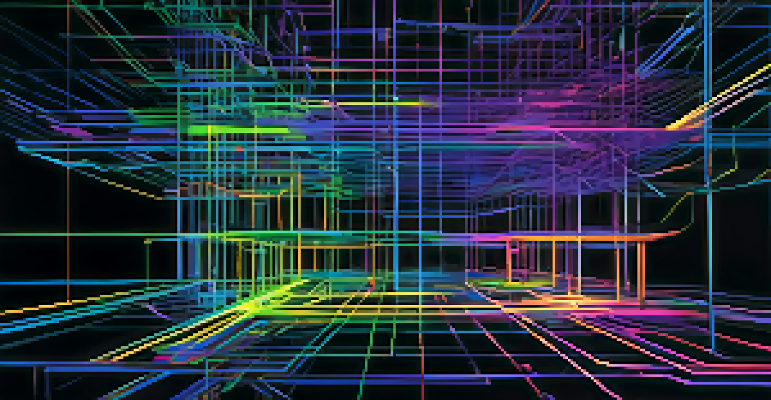 An abstract illustration of a decentralized storage system with glowing nodes and lines connecting them against a dark backdrop.