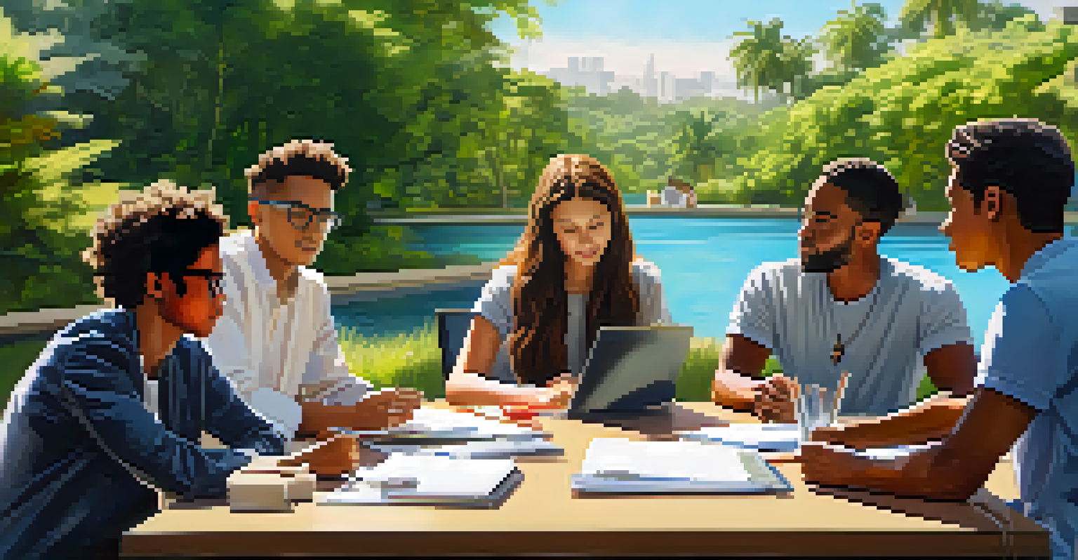 A group of young entrepreneurs discussing ideas outdoors with laptops and a whiteboard for an ICO project.