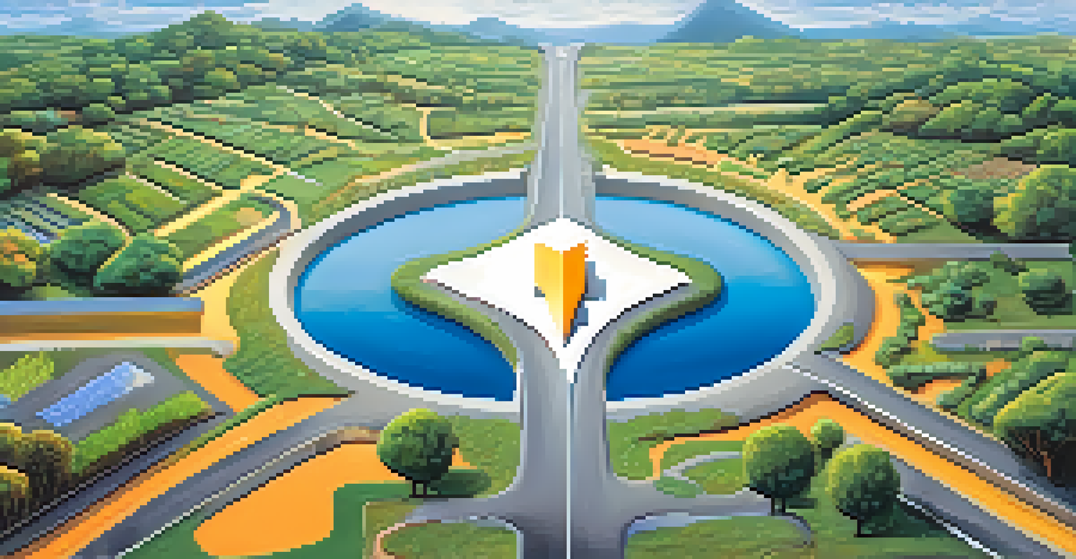 A fork in the road representing a cryptocurrency fork, with one path vibrant and colorful, and the other dull and gray, under different skies.