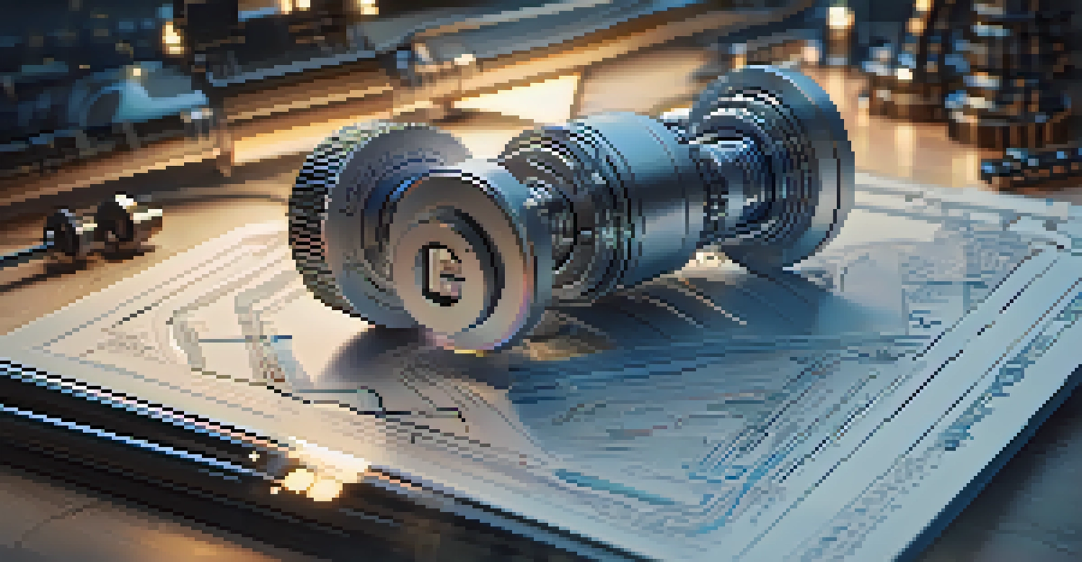 A holographic smart contract document surrounded by gears and circuits, symbolizing automation in digital agreements.