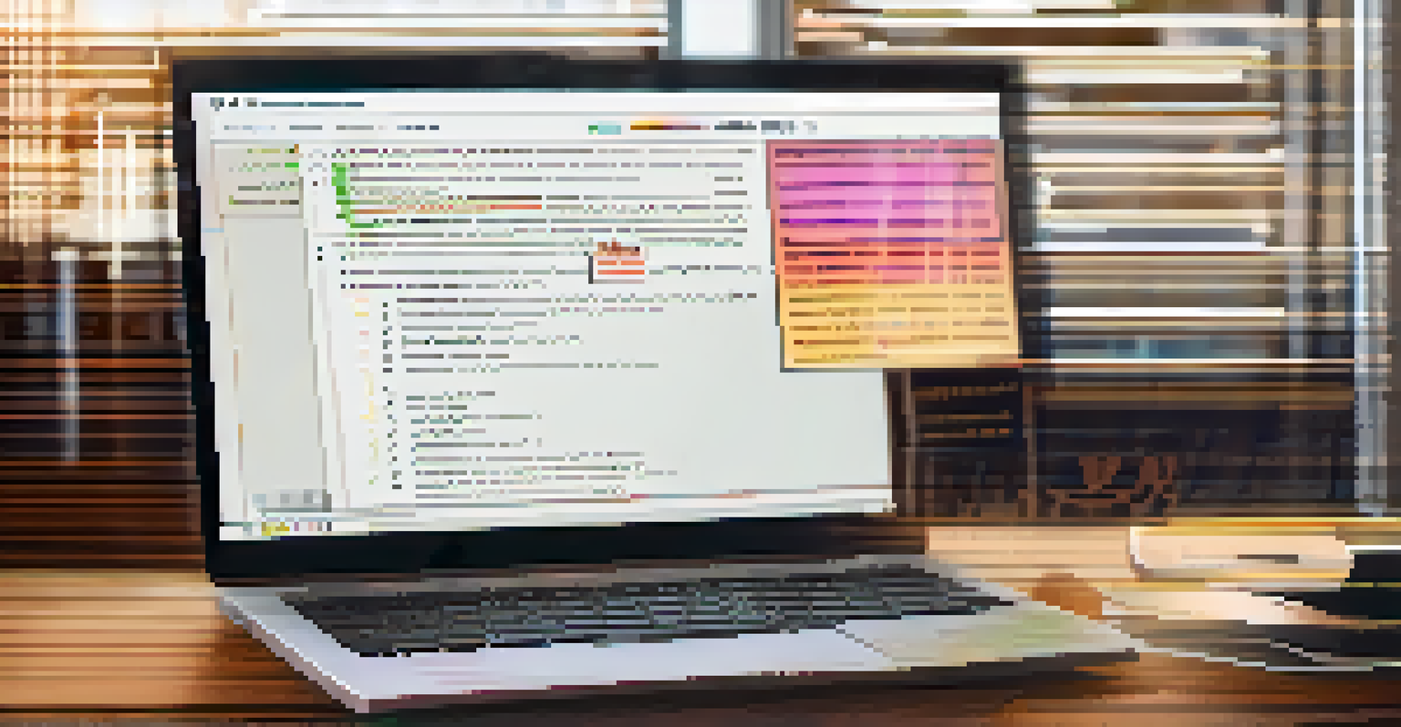 Close-up of smart contract auditing process with code on a computer screen, handwritten notes, and a coffee cup.
