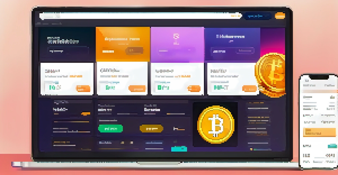 A modern online store interface with cryptocurrency payment options, featuring colorful digital currency icons and a user-friendly design.