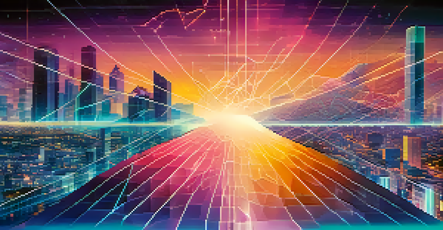 A split-screen visual of two blockchain ecosystems merging; one side shows a decentralized finance environment, while the other depicts a supply chain network.