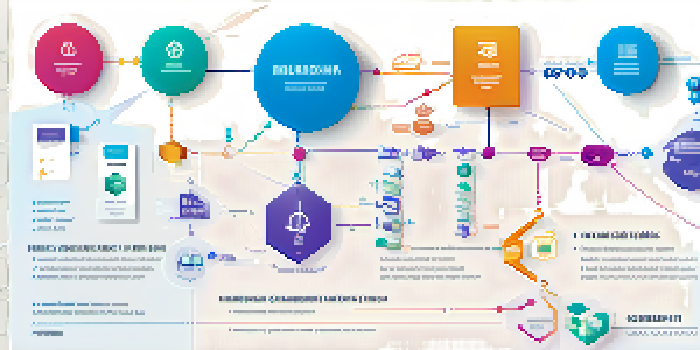 An infographic illustrating the transparent journey of a product through a blockchain supply chain, with colorful icons and a flowchart design.