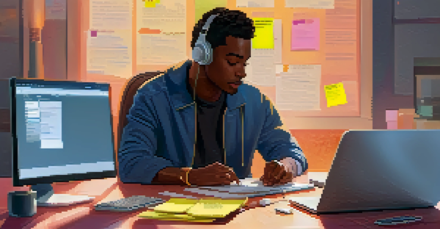 A person working at a desk using a password manager on a computer, with a cozy atmosphere created by warm lighting.