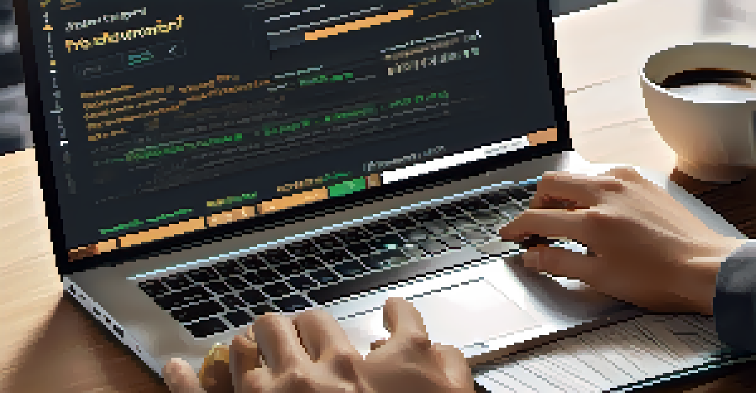 Close-up of hands typing on a laptop with a cryptocurrency donation page open.