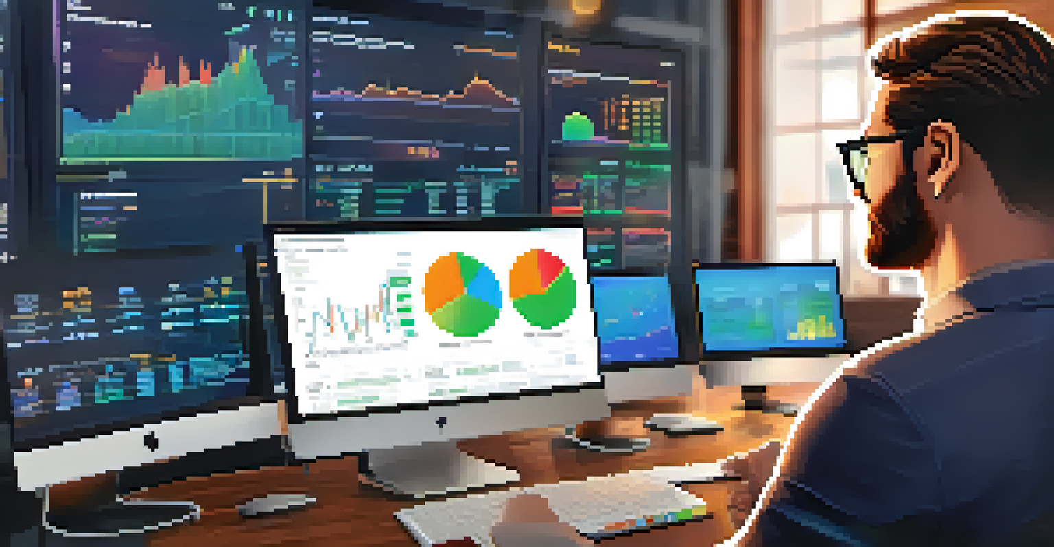 A business owner analyzing cryptocurrency transaction analytics on a laptop, surrounded by a cozy office space.