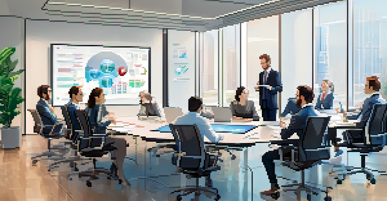 A diverse group of smart contract auditors collaborates at a conference table, discussing strategies and reviewing documents.