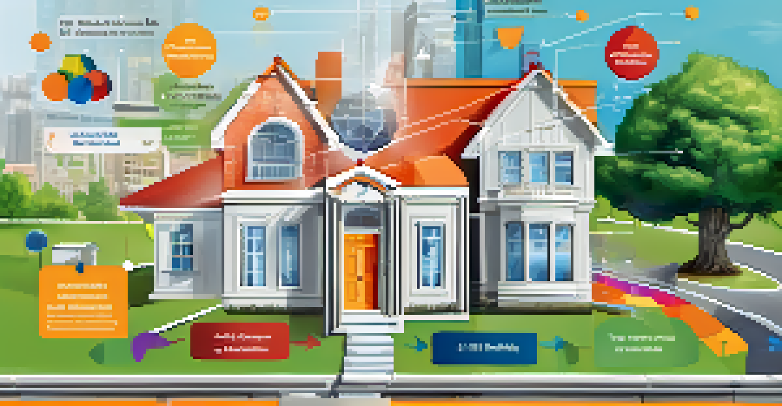 An infographic illustrating the blockchain process in real estate transactions, with labeled steps and colorful icons.