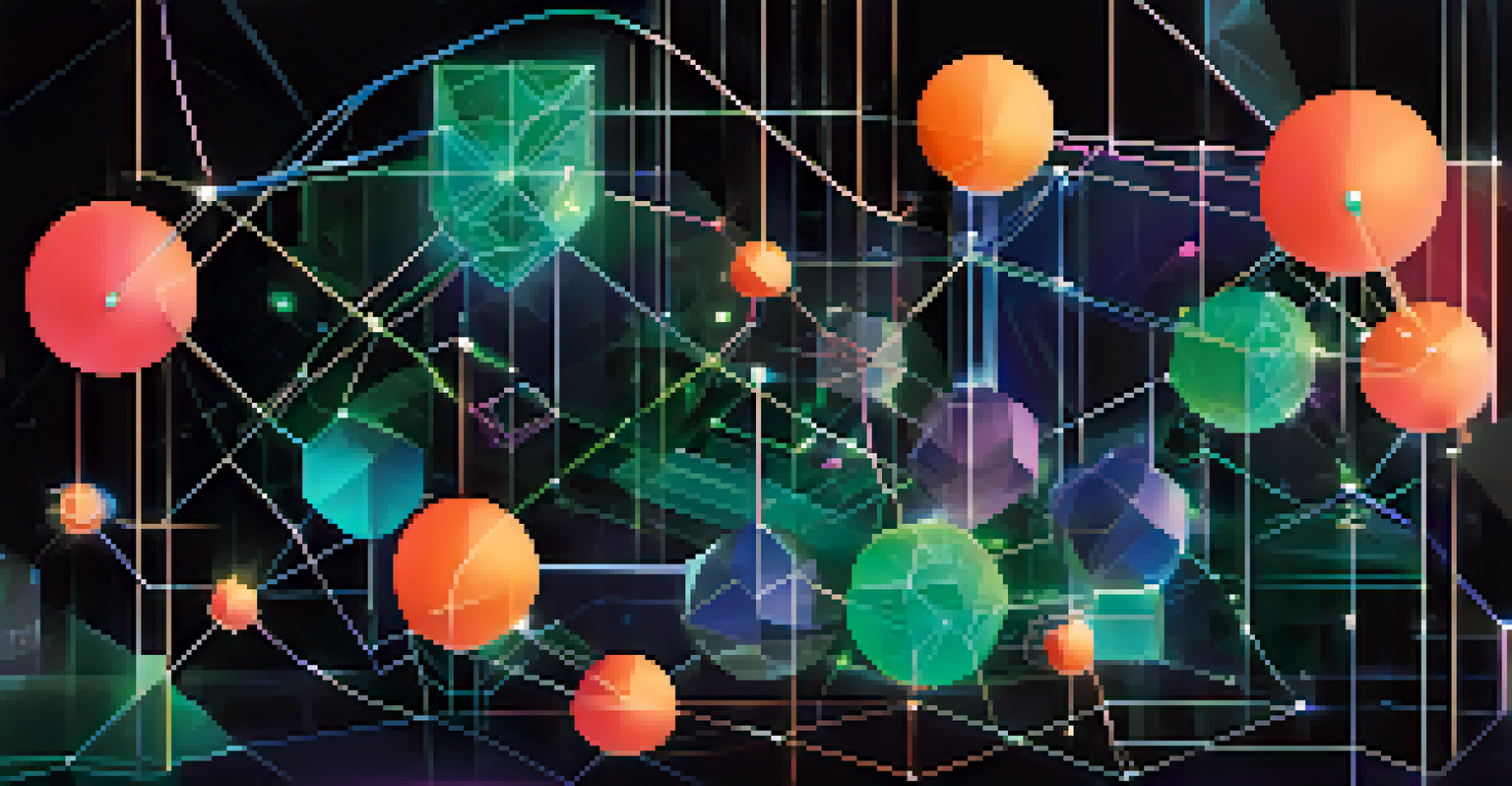 An abstract illustration of interconnected digital nodes representing blockchain technology in the sharing economy.