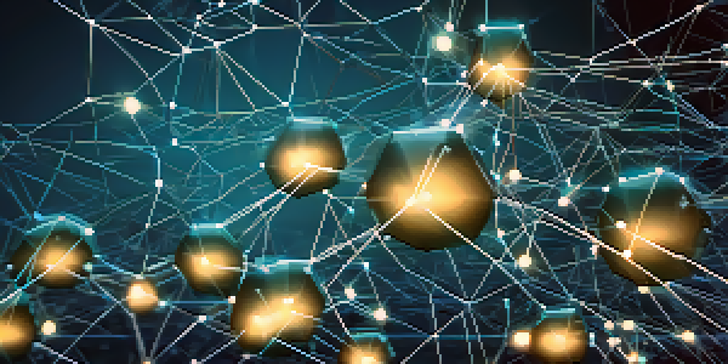 An abstract representation of digital identity with interconnected nodes and lines in a gradient blue and teal background.