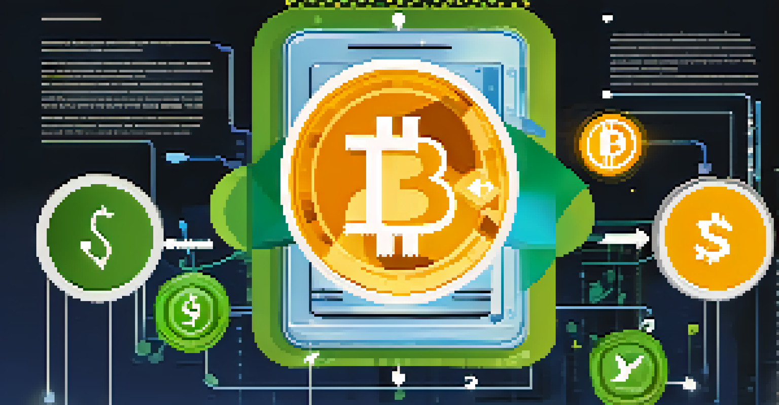 An infographic showing a smartphone digital wallet with currency symbols, arrows indicating fast transactions, and a tech-inspired background.