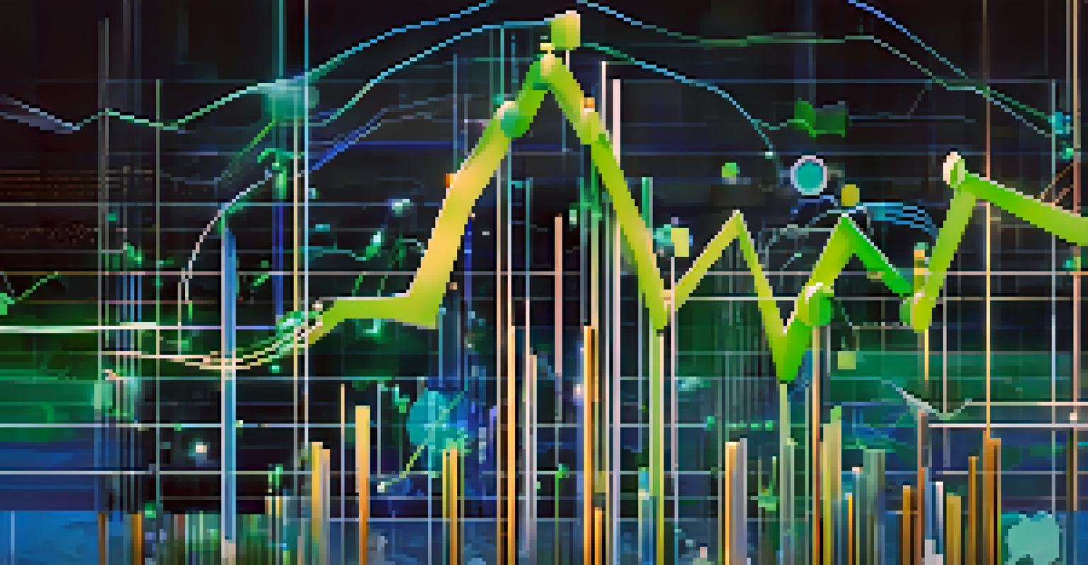 An abstract image depicting cryptocurrency trading with a stylized graph and candlestick patterns against a cool-colored background.