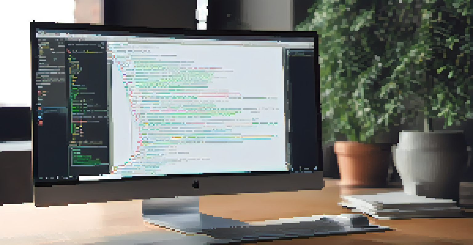 A close-up view of a smart contract code editor on a computer screen, with highlighted syntax and a hand near the keyboard.