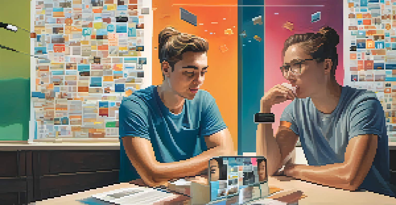 A split-screen image showing contrasting emotions of anxiety and optimism influenced by social media posts, reflecting the psychological impact on trading.