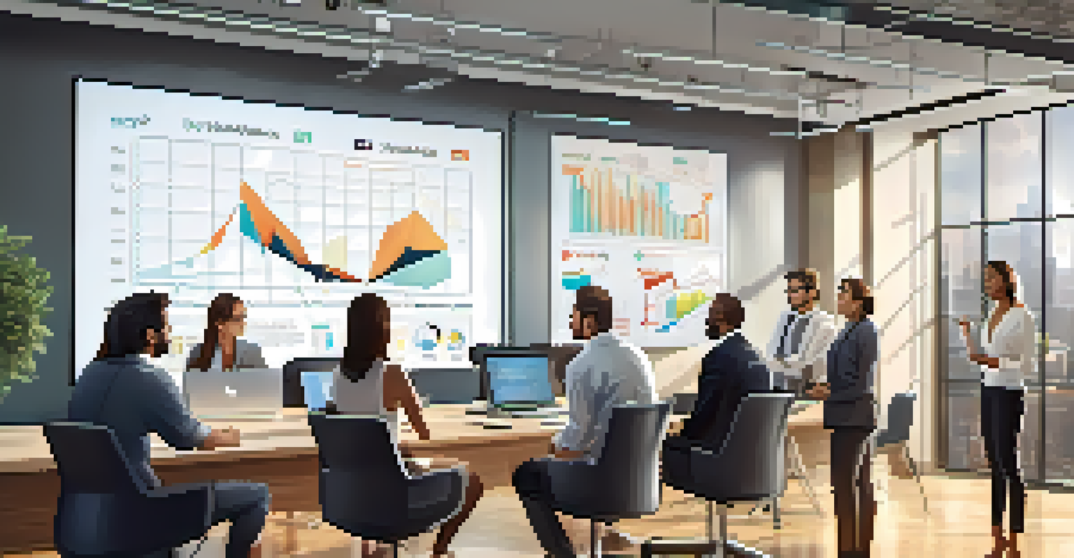 A group of diverse professionals discussing cryptocurrency regulations in a modern office.