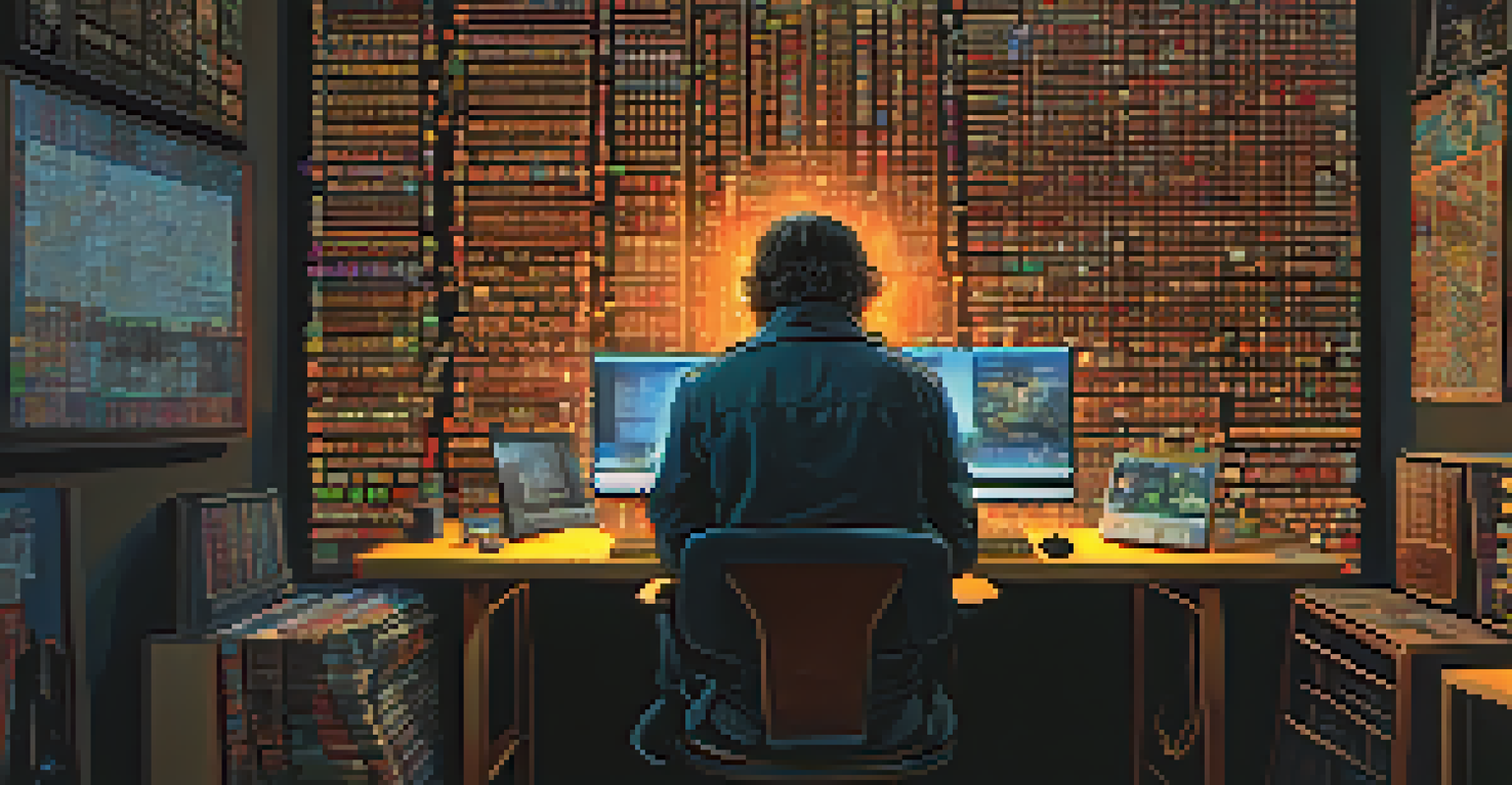 A person shocked while reading about a rug pull scam on a computer in a dimly lit room.