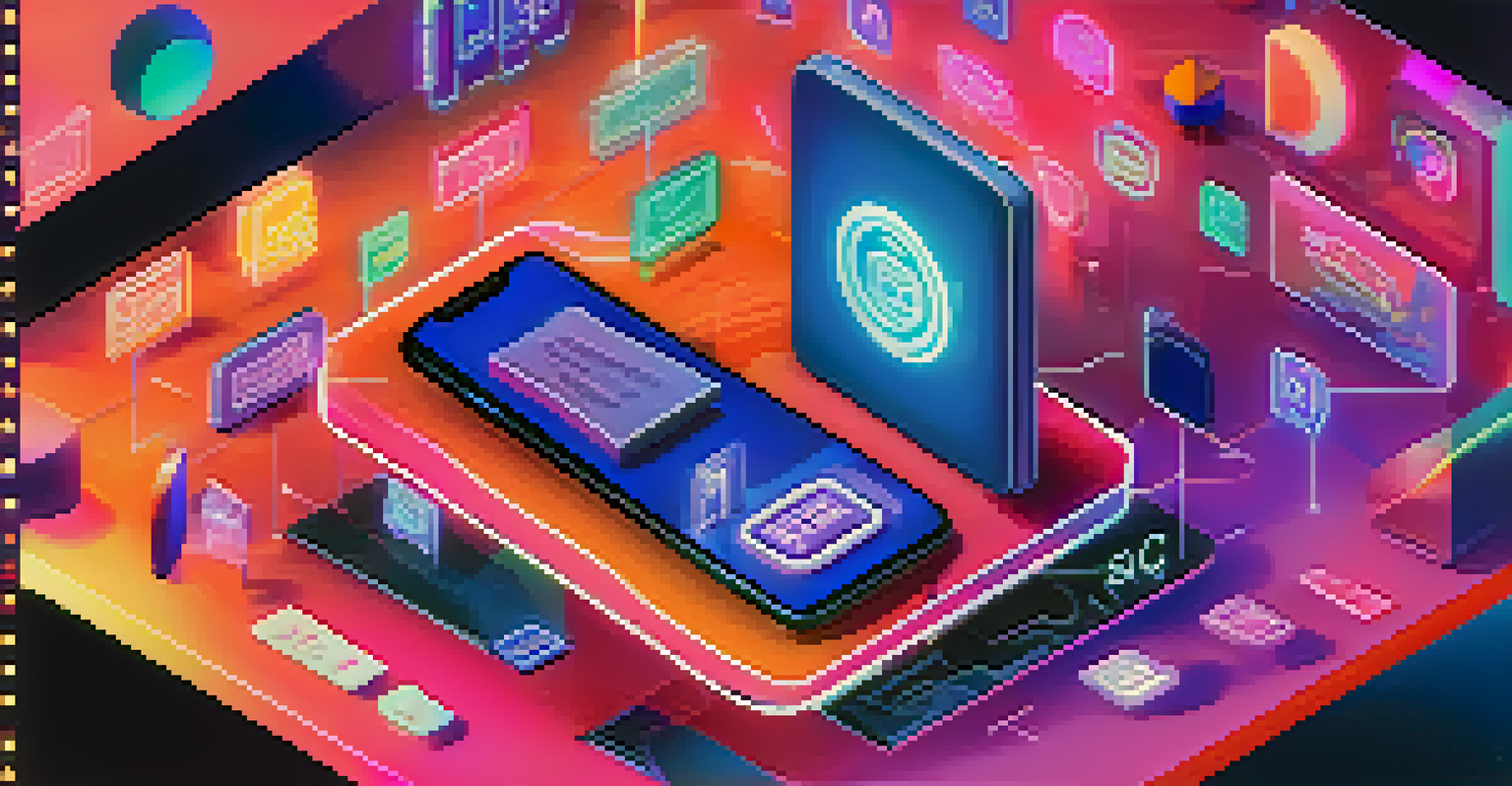 A digital wallet filled with glowing NFTs symbolizing educational achievements, set against a colorful abstract background.