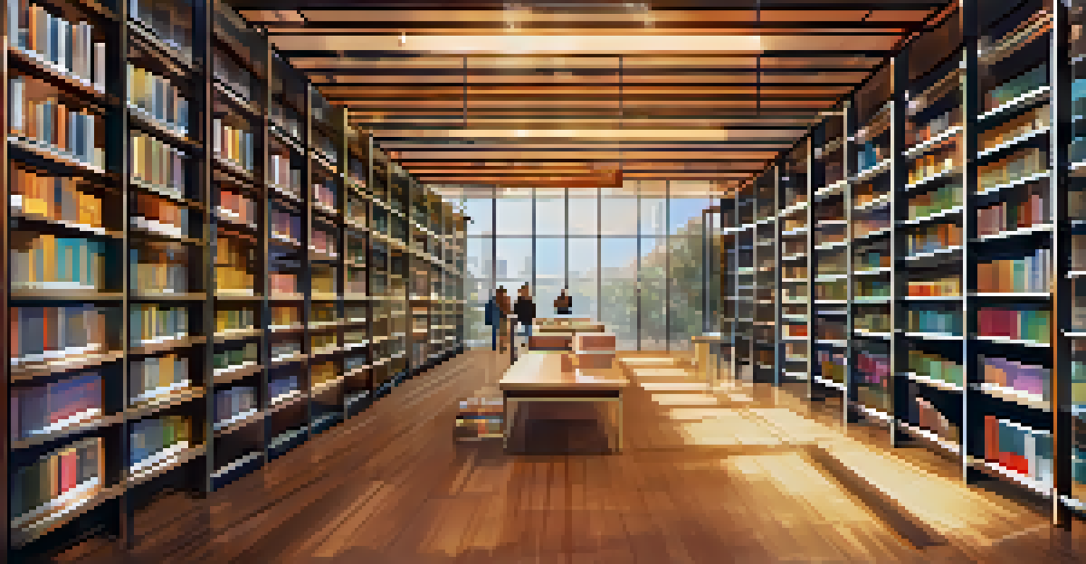 A library filled with colorful books symbolizing transactions, with digital codes overlay emphasizing blockchain technology.