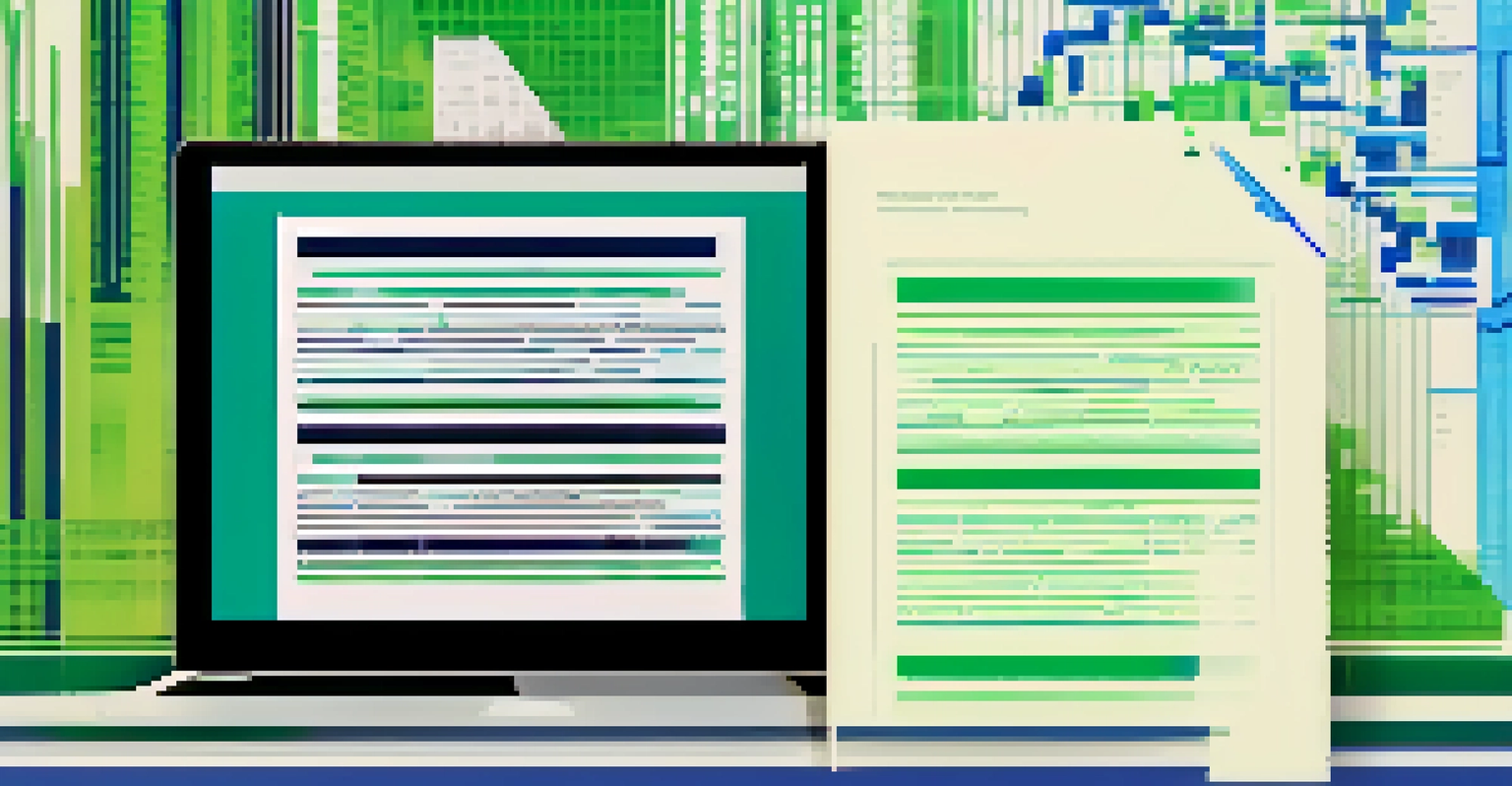 A split image showing a traditional paper contract and a computer screen with code, representing the concept of smart contracts.