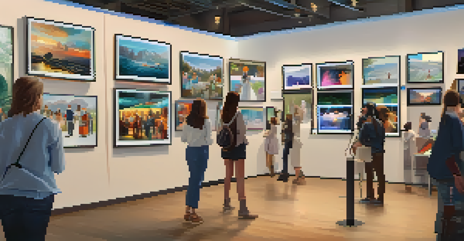 A virtual charity auction with people viewing NFTs in a digital art gallery.