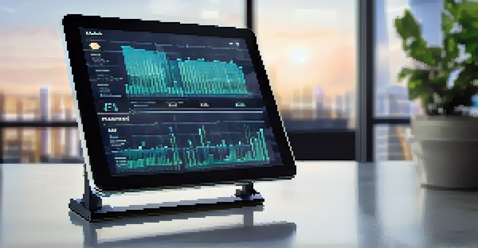 A close-up view of a digital tablet showing a smart contract interface, with financial charts softly blurred in the background.