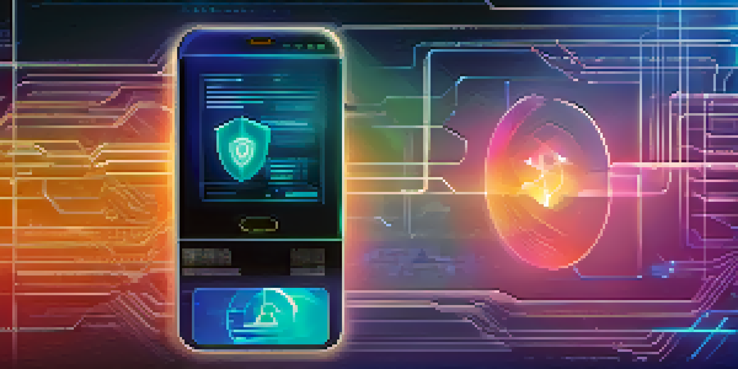 A digital wallet interface featuring biometric security elements like a fingerprint and facial recognition, set against a modern blue and silver background.