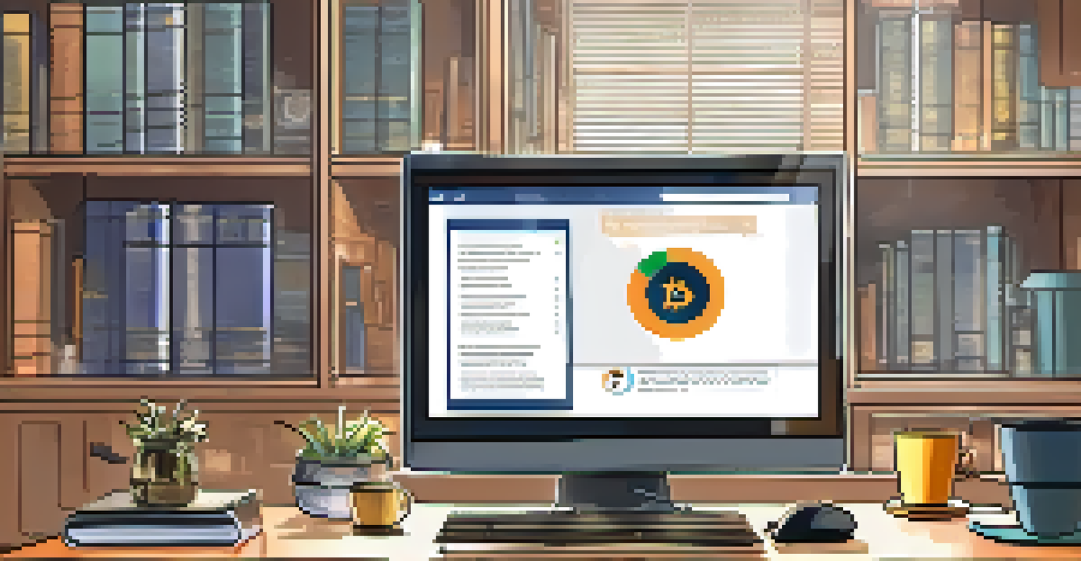 A computer screen displaying a webinar on cryptocurrency safety, with a cozy study background.