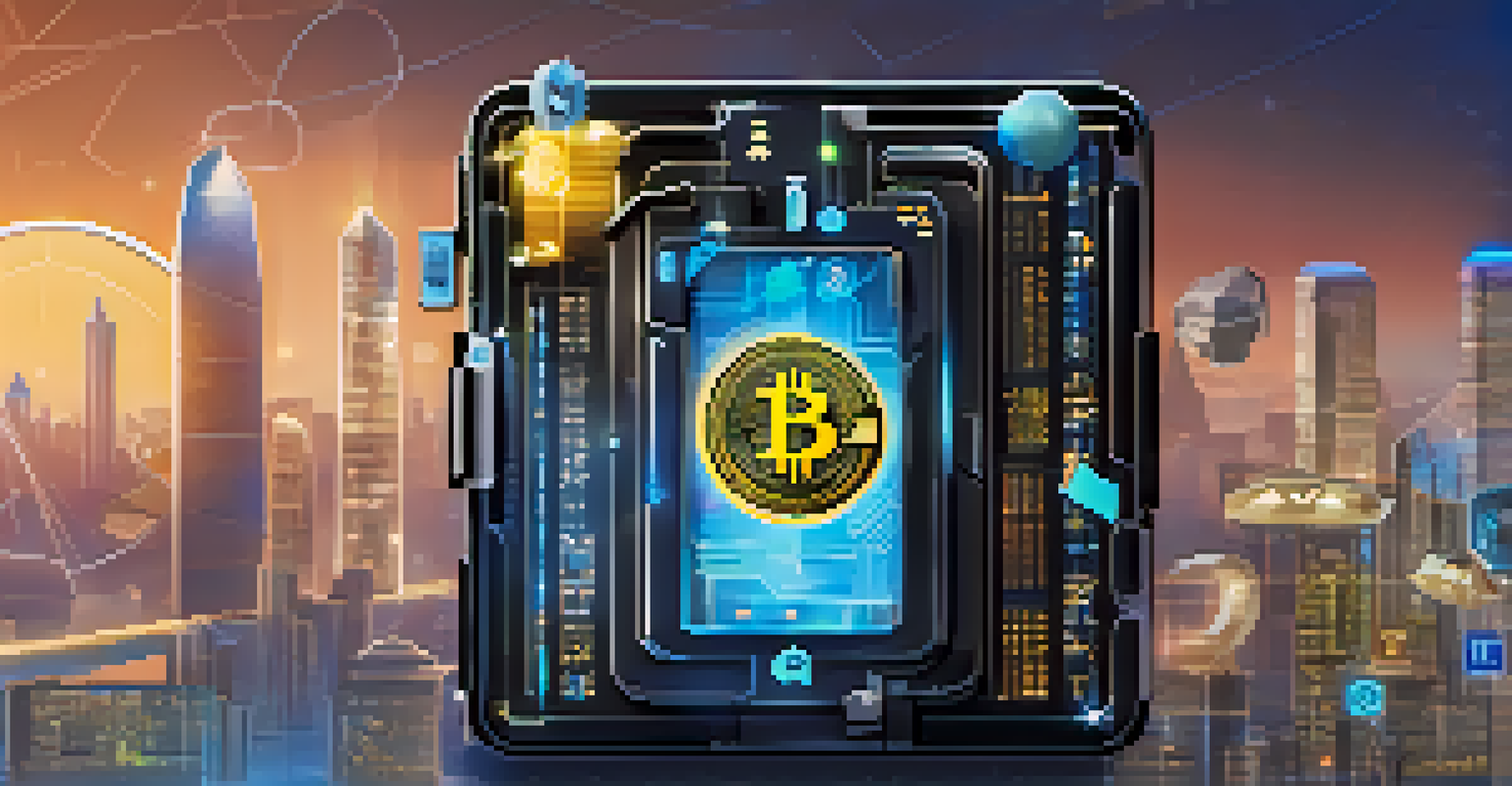 A cryptocurrency wallet surrounded by digital security symbols, illustrating the balance between security and usability.