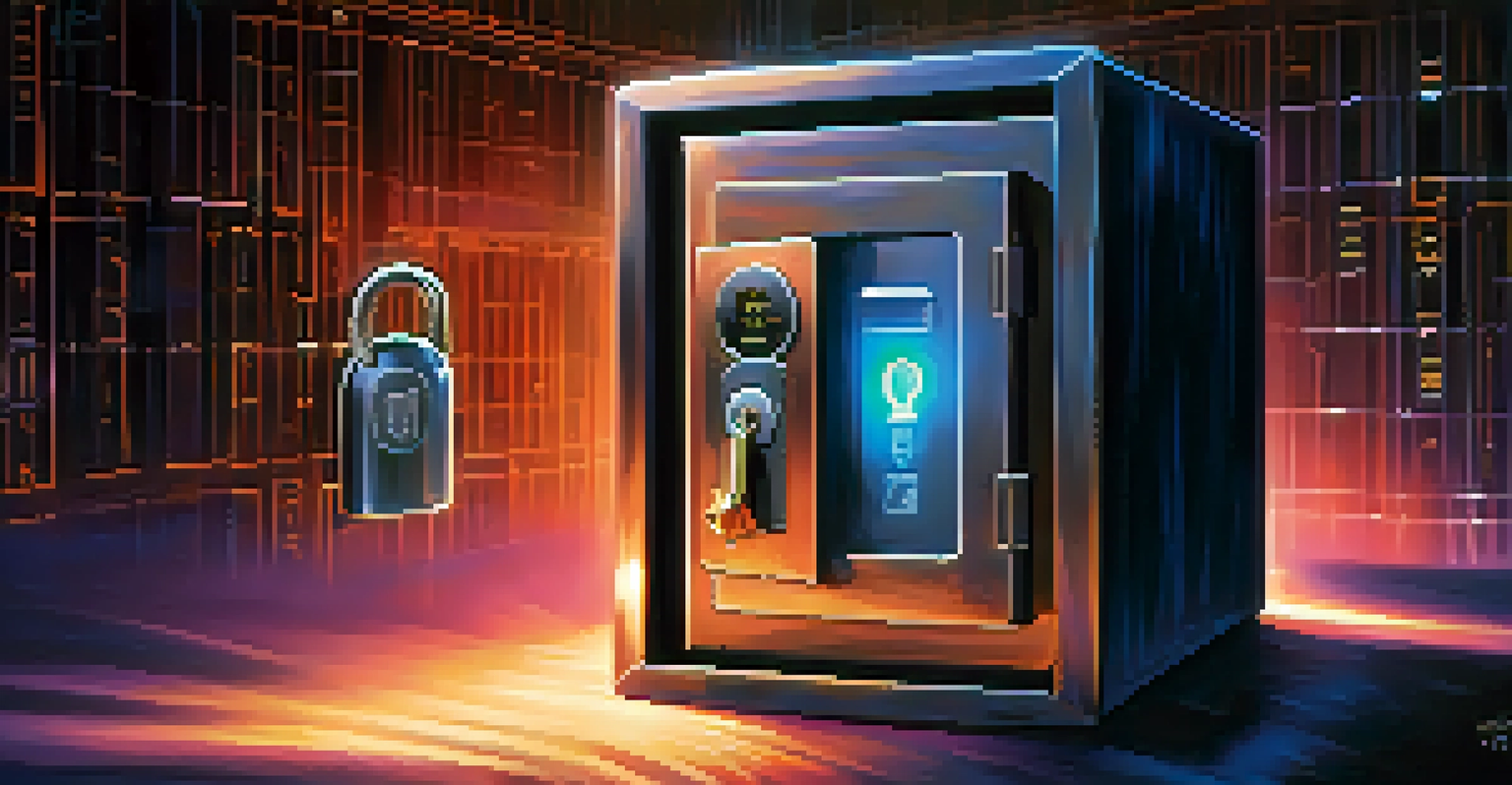 An artistic depiction of a secure vault with two locks, symbolizing strong passwords and two-factor authentication.