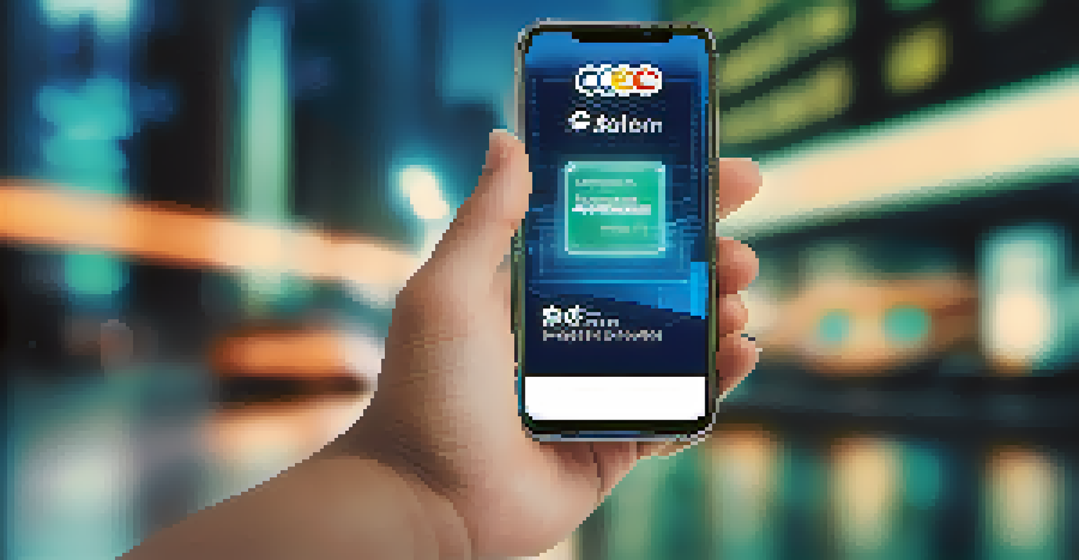 A close-up of a hand holding a mobile device with a digital wallet interface showing a CBDC logo.