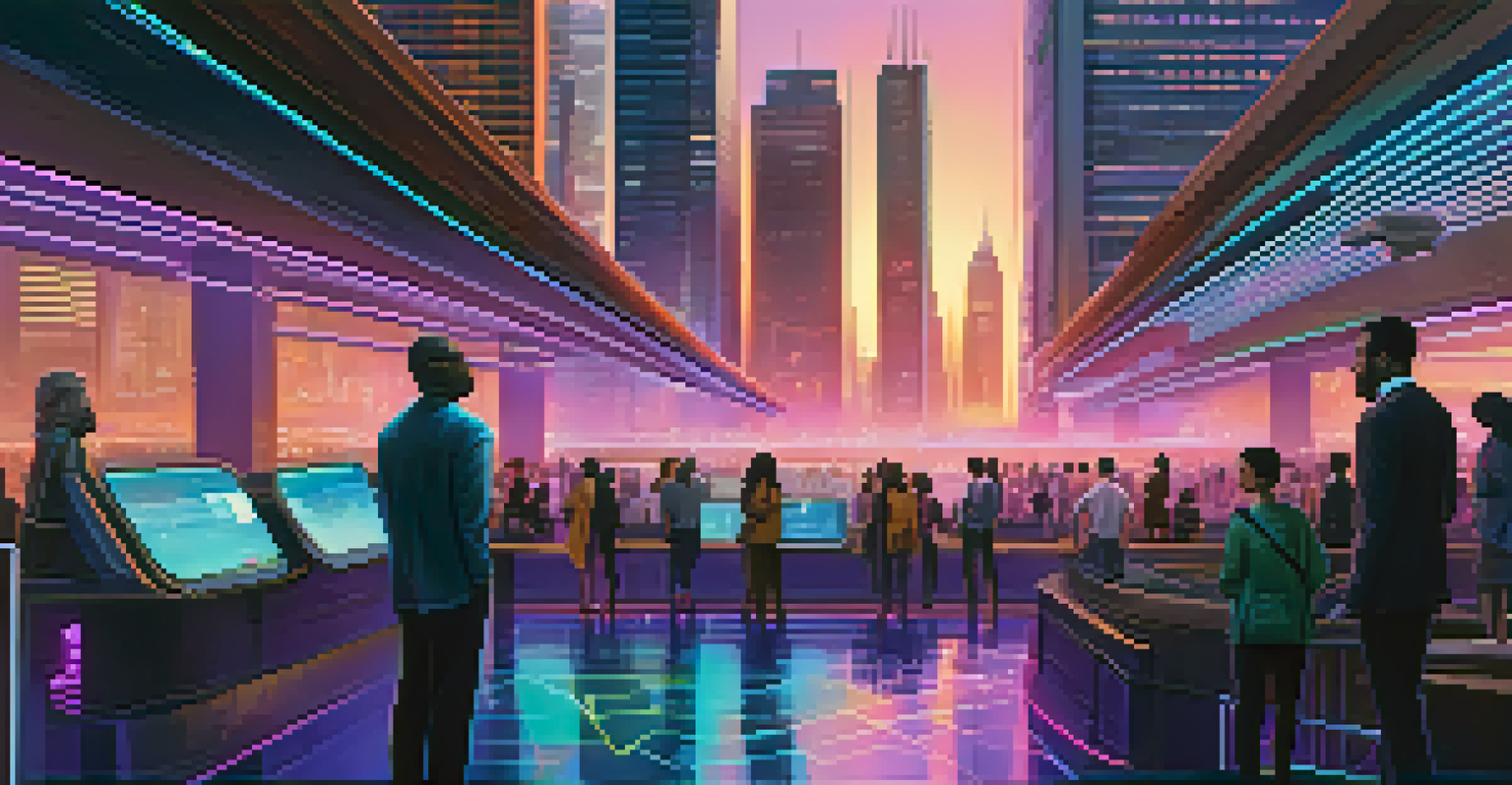 A modern city skyline showcasing futuristic buildings and transportation, highlighting decentralized finance and technology.