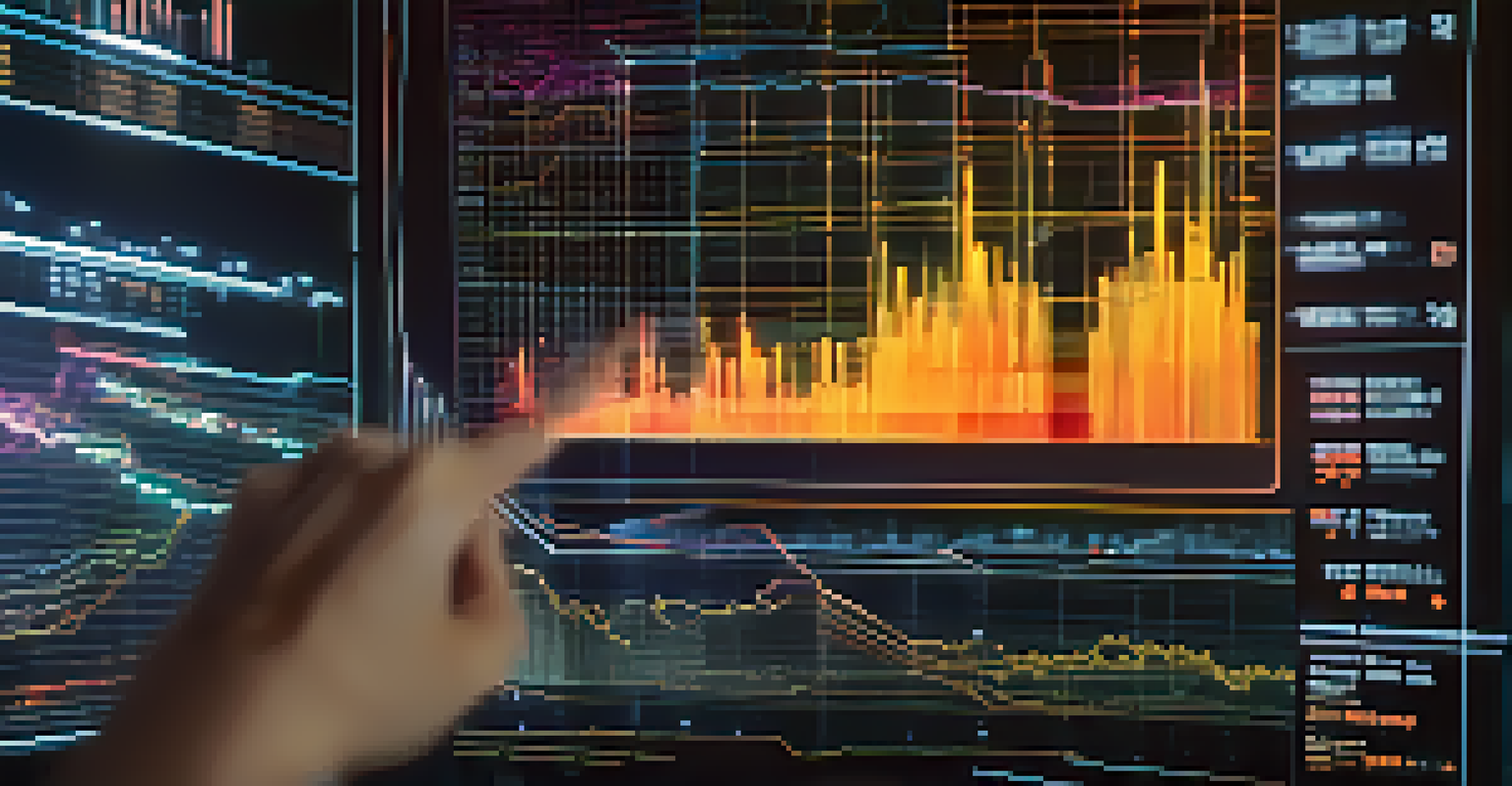 A close-up view of a hand using a digital interface for automated trading, showcasing complex trading data.
