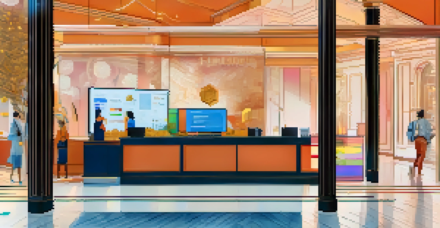 A split-screen comparison of traditional banking and decentralized finance, showing a bank office and digital finance interface.