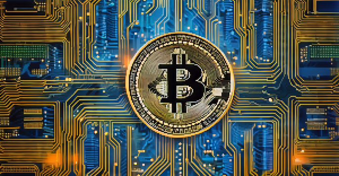 A visual representation of a cryptocurrency fork, showing two paths diverging on a blockchain with Bitcoin and Bitcoin Cash coins.