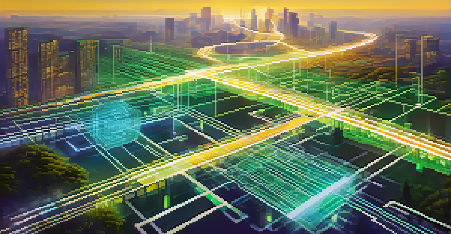 A conceptual image of interconnected digital blocks representing blockchain interoperability, with a highway of light connecting them.